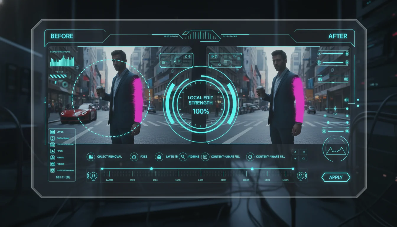 Precise local editing tutorial demonstrating object removal and detail enhancement techniques